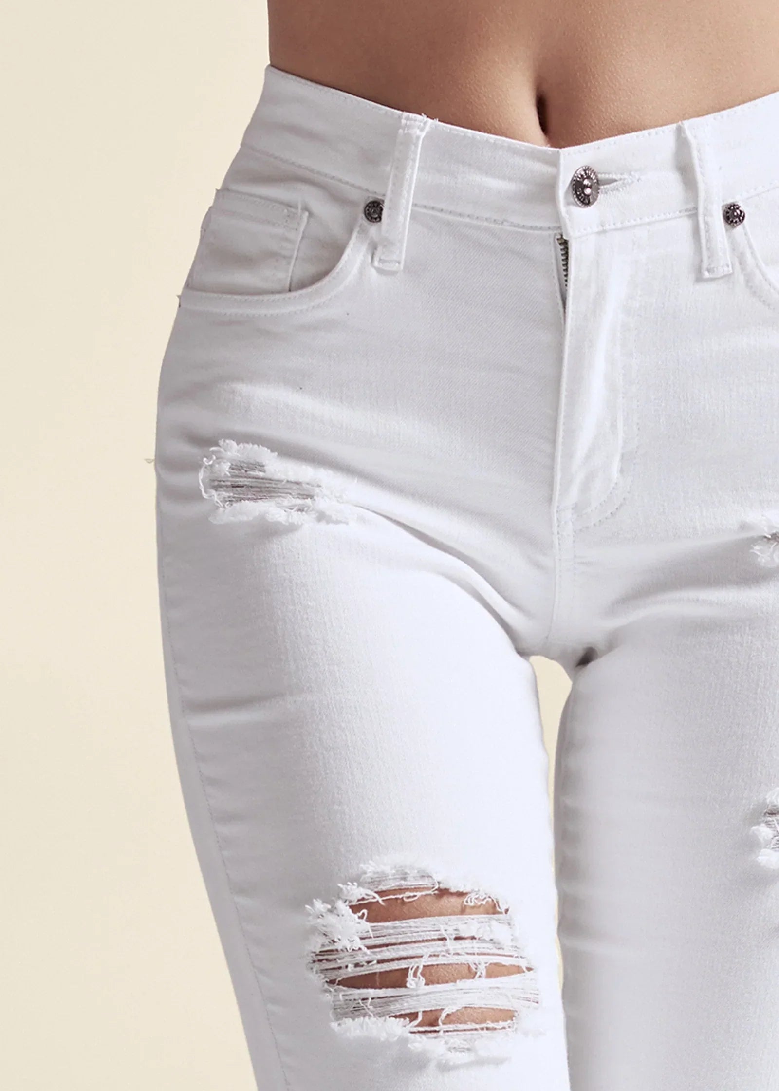 Triangle Hem Jeans White